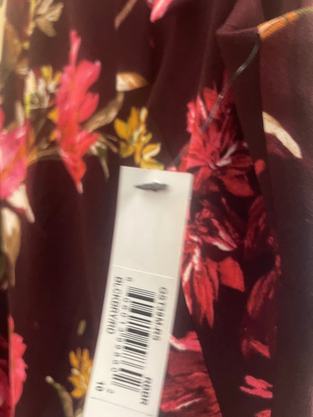 Maggy London Burgundy Floral Midi Dress with Pink and Yellow Accents